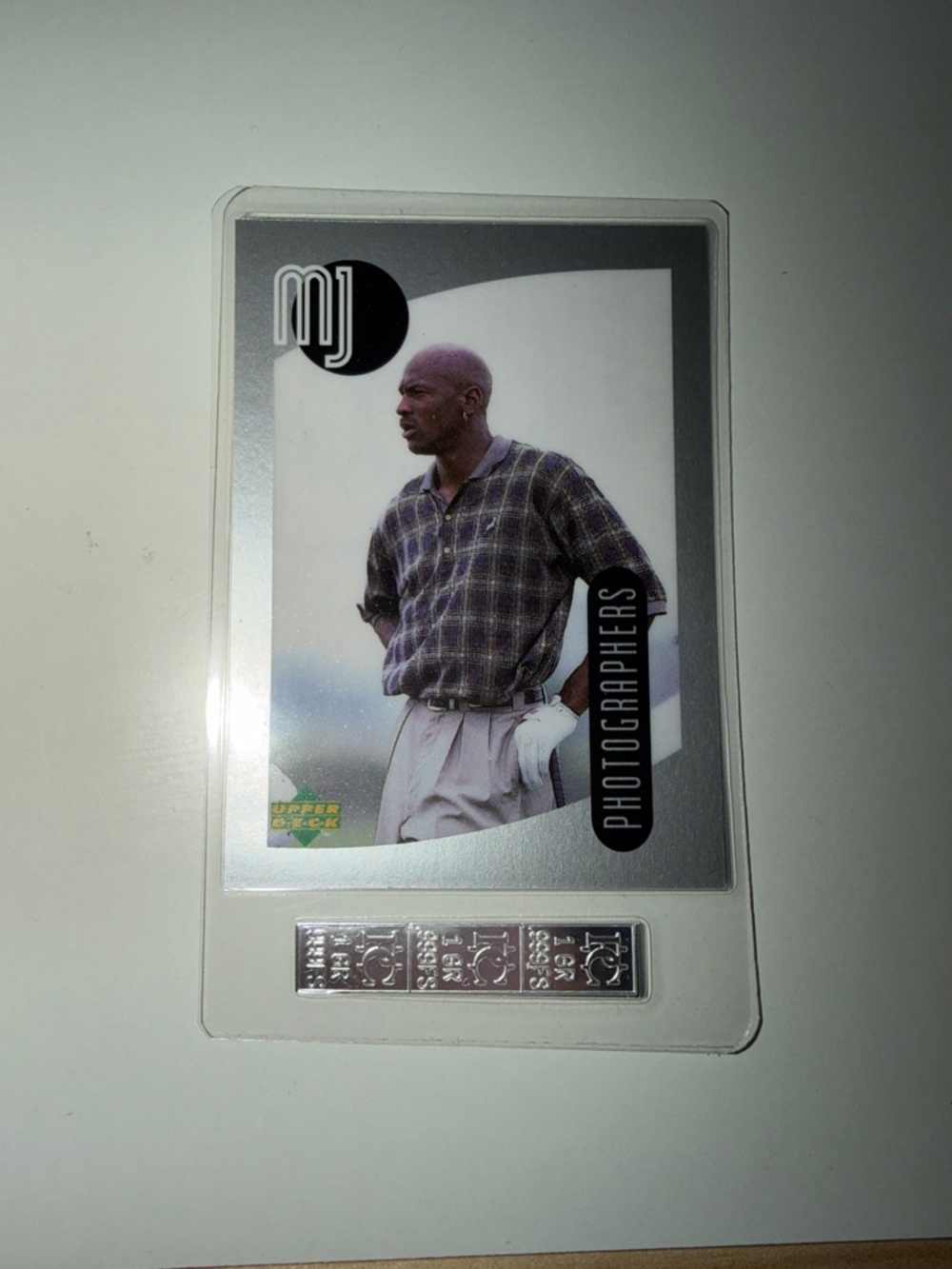 MJ Photographers Collector Card - Plaid Shirt, Purple/Gray Tones